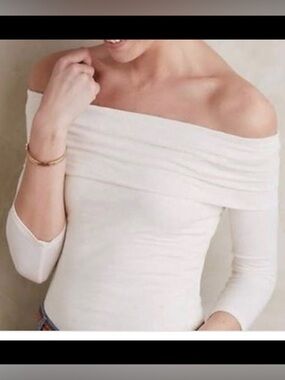 Anthropologie Amadi Off Shoulder Cream Top Women's Size Small
